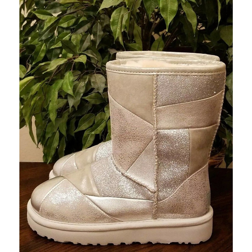Ugg Womens Classic Patchwork Glitter Silver Spark… - image 1